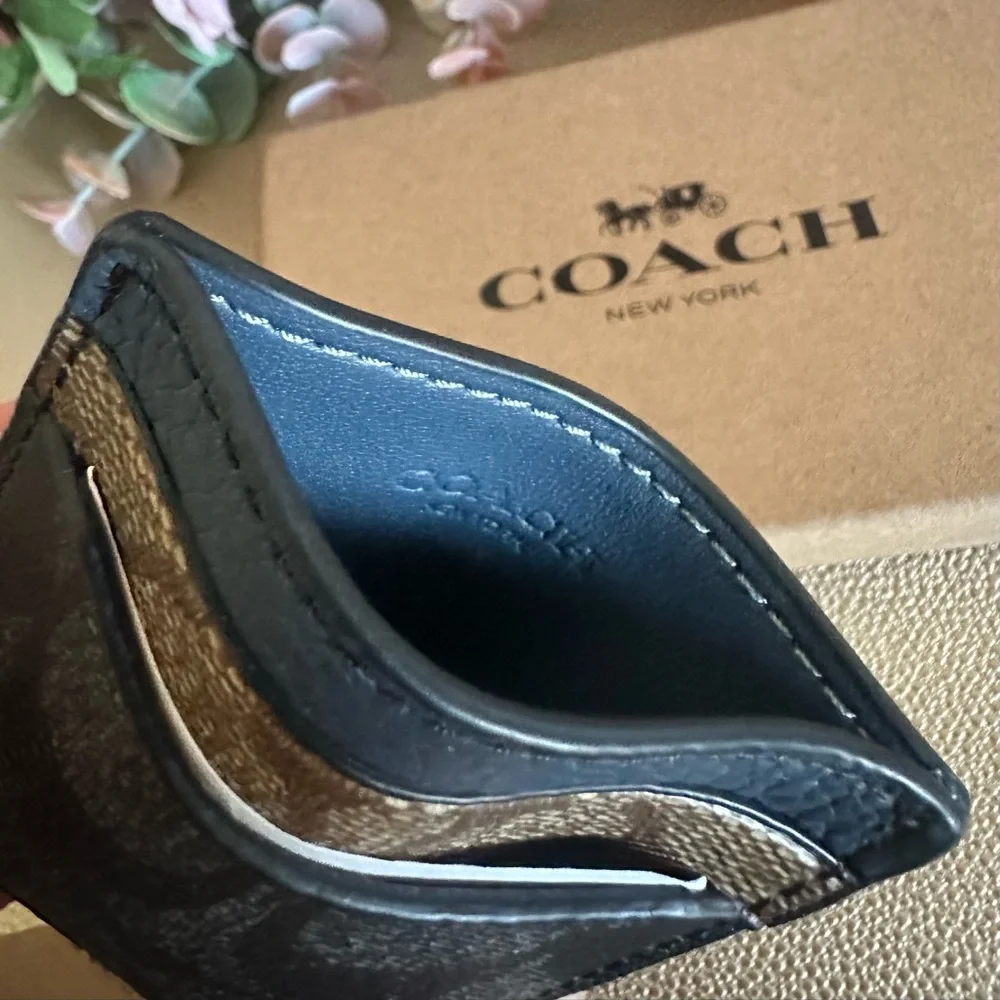 Coach Signature Black Card Holder and Clip Set
